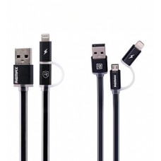 Кабель USB2.0 - microUSB2.0/Lightning AM/BM 1м Remax Aurora Black (RC-020t)