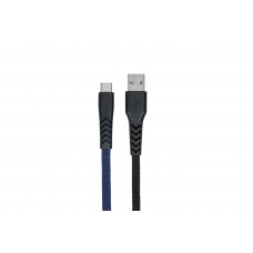 Кабель USB2.0 - USB Type-C 1м 2E Flat Black/Blue