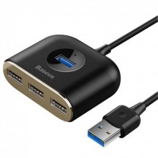 USB-Hub Baseus Square round 4 in 1 USB HUB Adapter(USB3.0 TO USB3.0*1+USB2.0*3) 1m Black