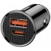 Автомобільний ЗП Baseus Circular Plastic USB, Type-C PD3.0, QC4.0, black