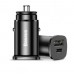Автомобільний ЗП Baseus Circular Plastic USB, Type-C PD3.0, QC4.0, black