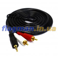 Аудио кабель 3.5мм mini-jack - 2xRCA Male-Male 5м Премиум