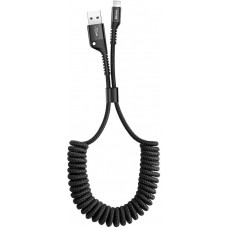 Кабель Baseus Fish eye Spring Data USB to Lightning 2A, 1м, black 