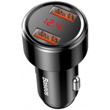 Автомобільний ЗП Baseus Magic Series Dual QC 2x3.0, display, black